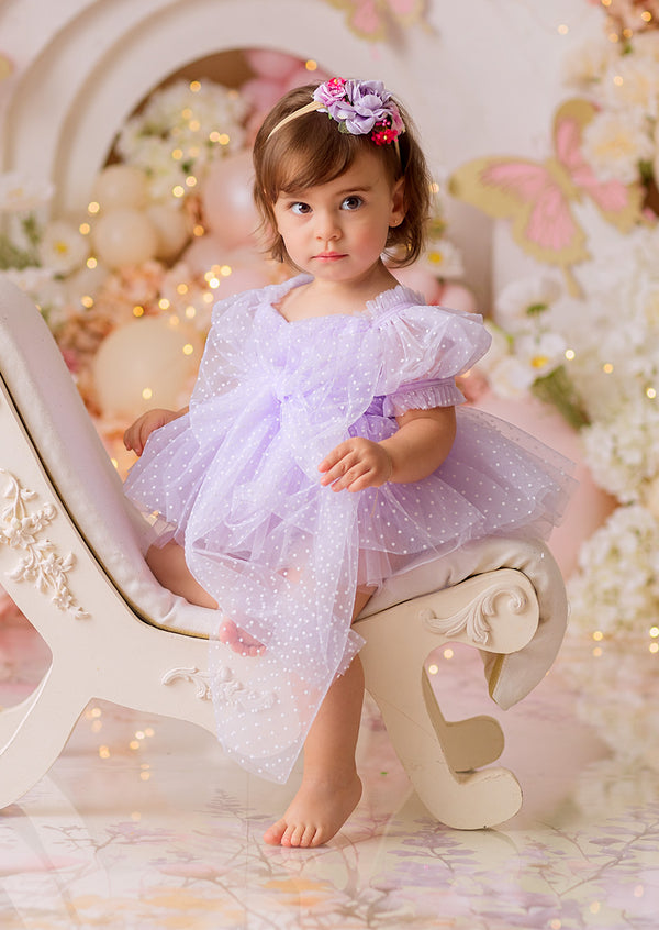 Faya Swiss Dot Romper || Lavender