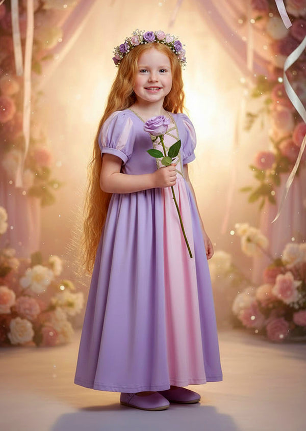 Toddler Girl Rapunzel Princess Costume Dress - Halloween Tangled Party, dress up