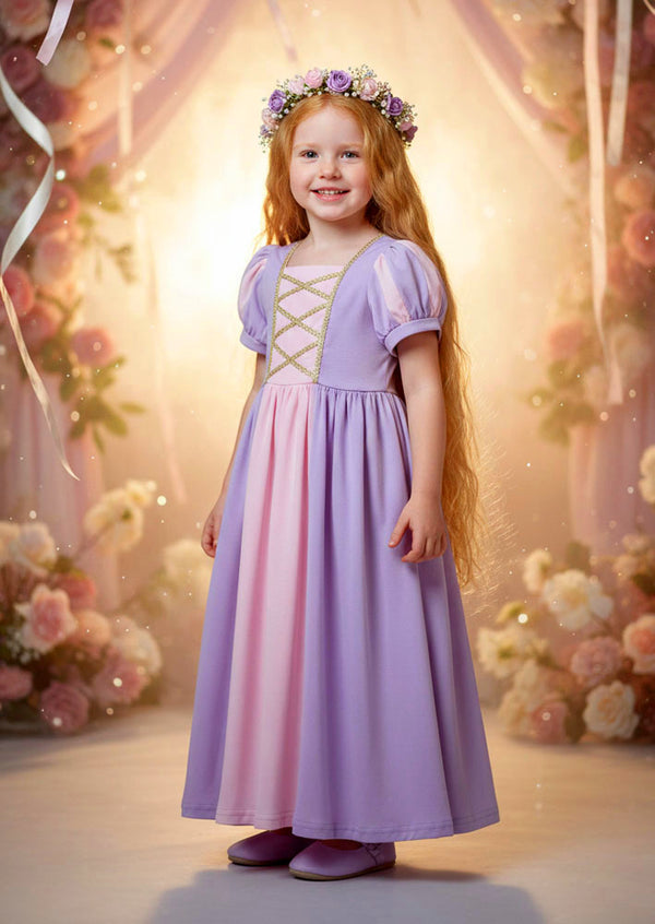 Toddler Girl Rapunzel Princess Costume Dress - Halloween Tangled Party