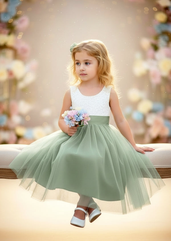 Sofia Dress Knee Length Sage Green