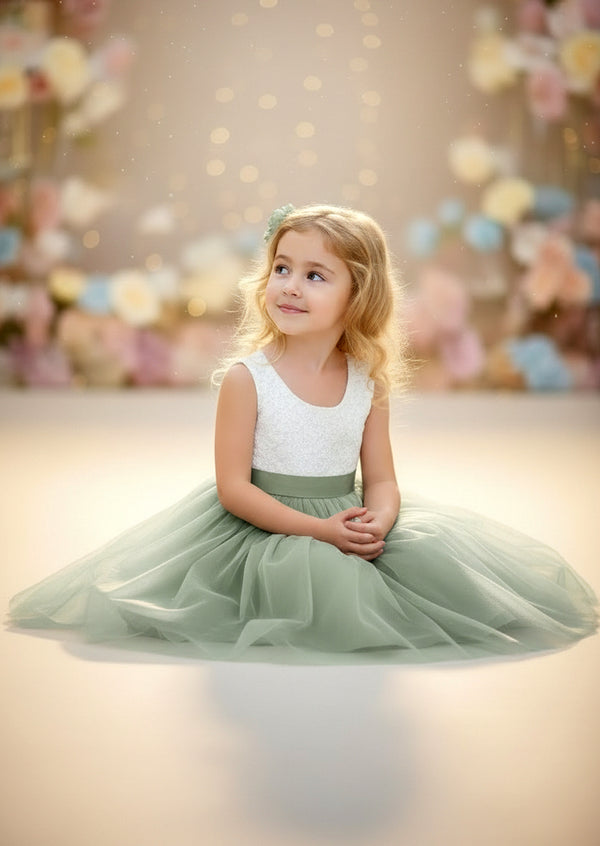 Sofia Dress Knee Length Sage Green