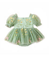 Whispering Willow Floral Party Romper in Sage