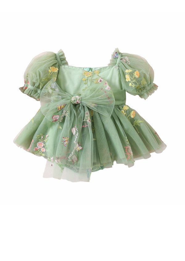 Whispering Willow Floral Party Romper in Sage
