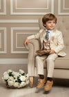 Boys Ashbourne Suit · 3 Pc Elegant Brocade in Cream · Size 2T - 20