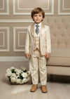 Boys Ashbourne Suit · 3 Pc Elegant Brocade in Cream · Size 2T - 20