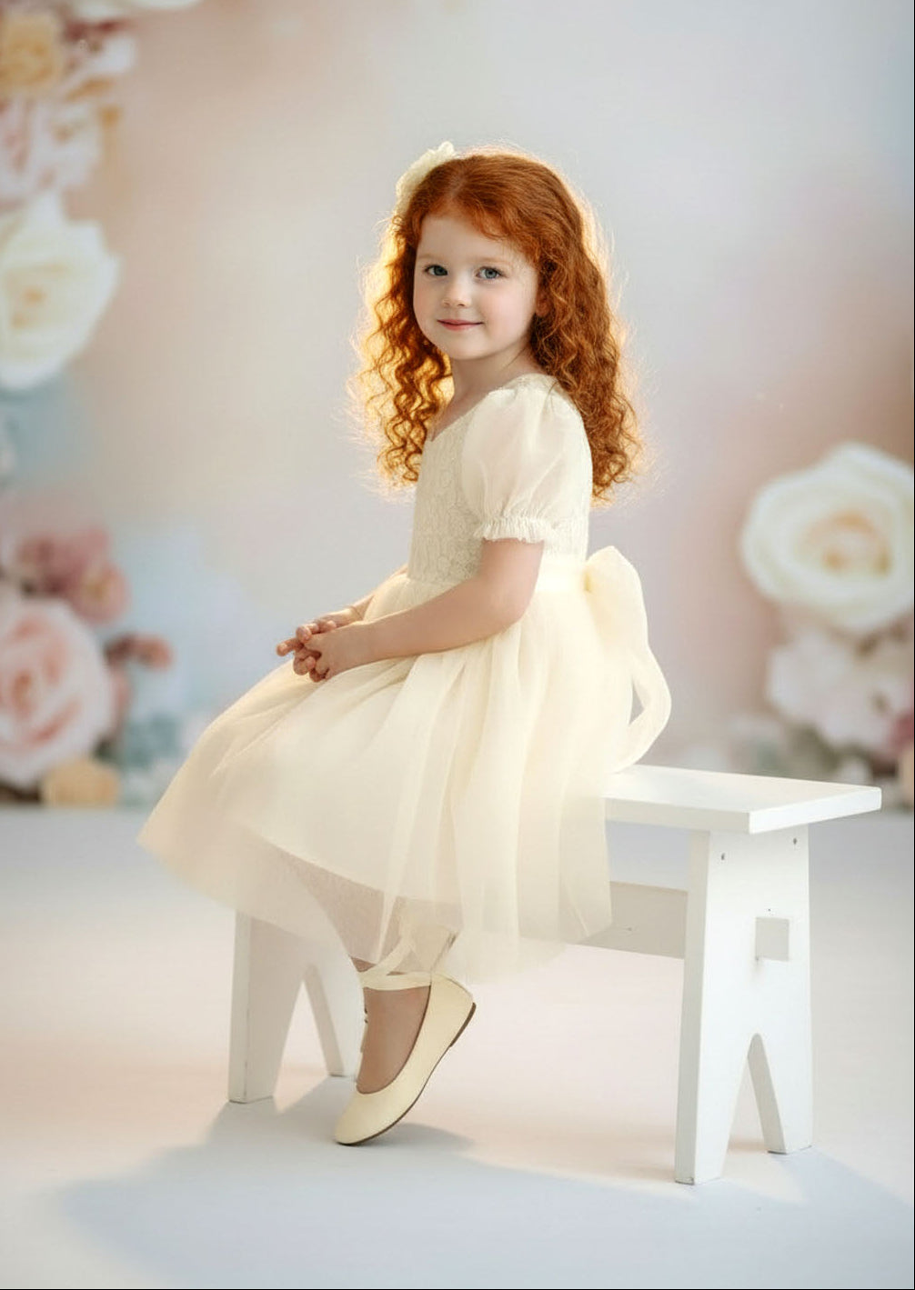 Victoria Ivory Toddler Lace & Tulle Dress – Communion & Flower Girl