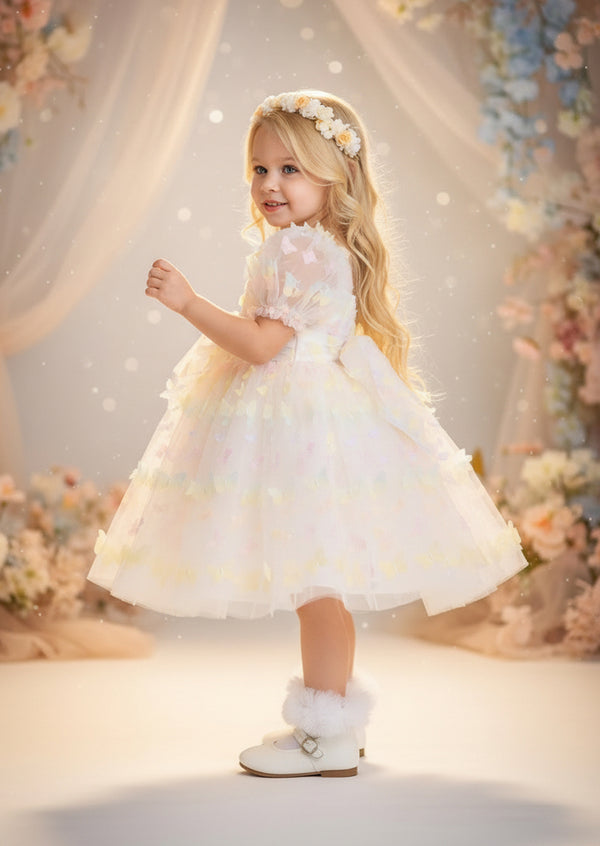 Butterfly Kiss Dress in White Rainbow