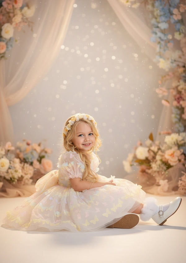 Butterfly Kiss Dress in White Rainbow