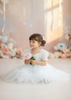 baby toddler Victoria Sweetheart Neckline Flower Girl Baptism Dress White & Ivory