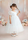 Victoria Sweetheart Neckline Flower Girl Baptism Dress White & Ivory