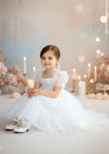 Victoria Sweetheart Neckline Flower Girl Baptism Dress White & Ivory