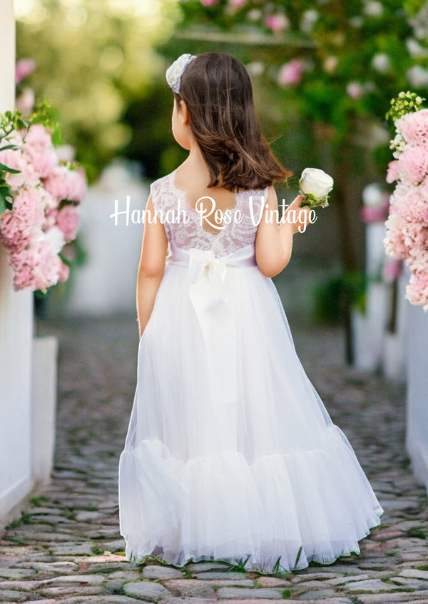 Ivory and grey flower girl dress hotsell