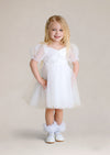 Knee length white flower girl special occasion dress