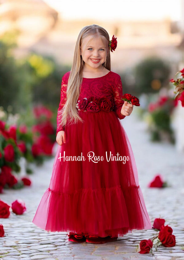 Solid Burgundy Flower Girl Dresses