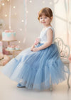 Toddler & Girls Dusty Blue Sleeveless Boho Flower Girl Dress Classic, Beach Weddings