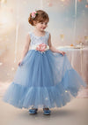 Toddler & Girls Dusty Blue Sleeveless Boho Flower Girl Dress Classic, Beach Weddings