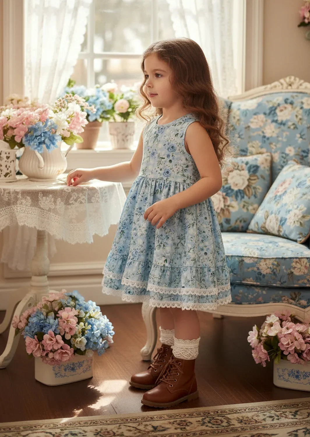 Maribelle Dress — Cottage Rose Blue