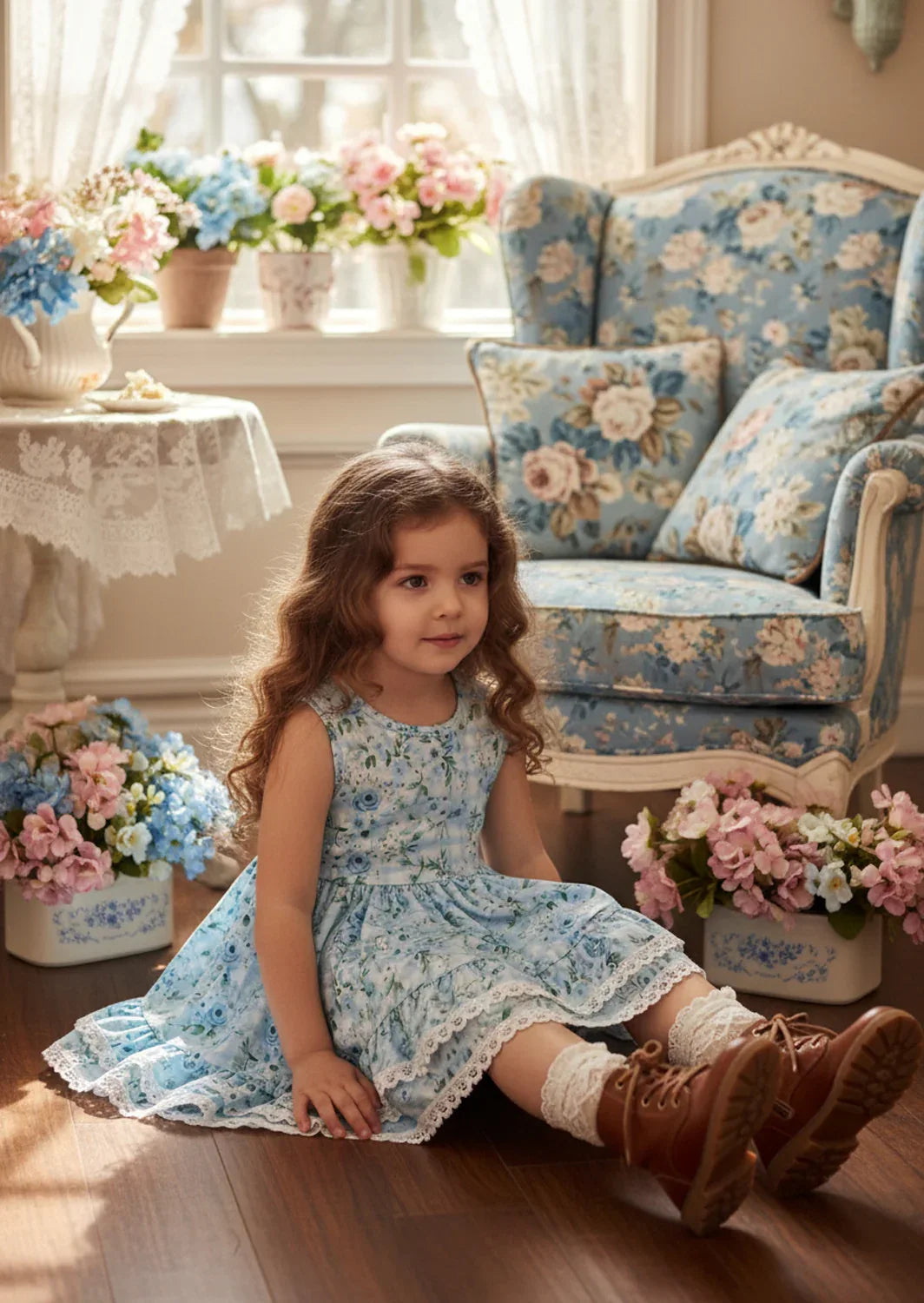 Maribelle Dress — Cottage Rose Blue