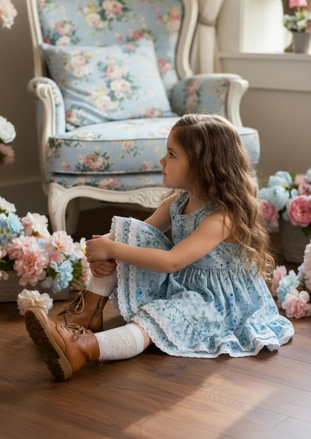 Maribelle Dress — Cottage Rose Blue