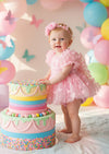 Pink Butterfly Romper  Puff Sleeve Birthday Outfit
