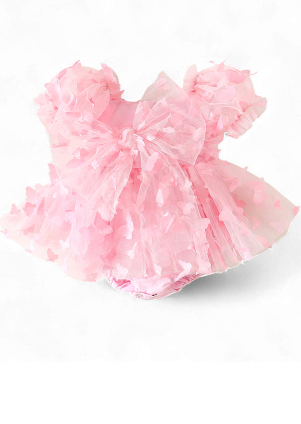 Butterfly Kiss Romper Pink Cake Smash Outfit Girl