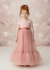Coral tulle and lace flower girl dresses for toddlers
