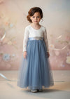 Dusty Blue Boho Flower Girl Dress Toddler Girls Juniors Wedding