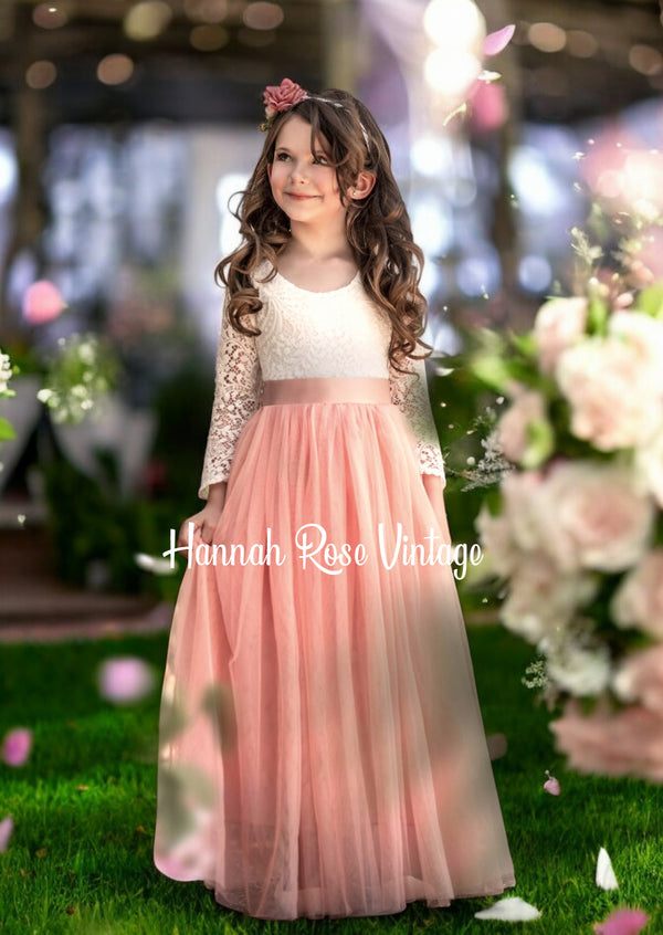 Dusty Pink Flower Girl Dress