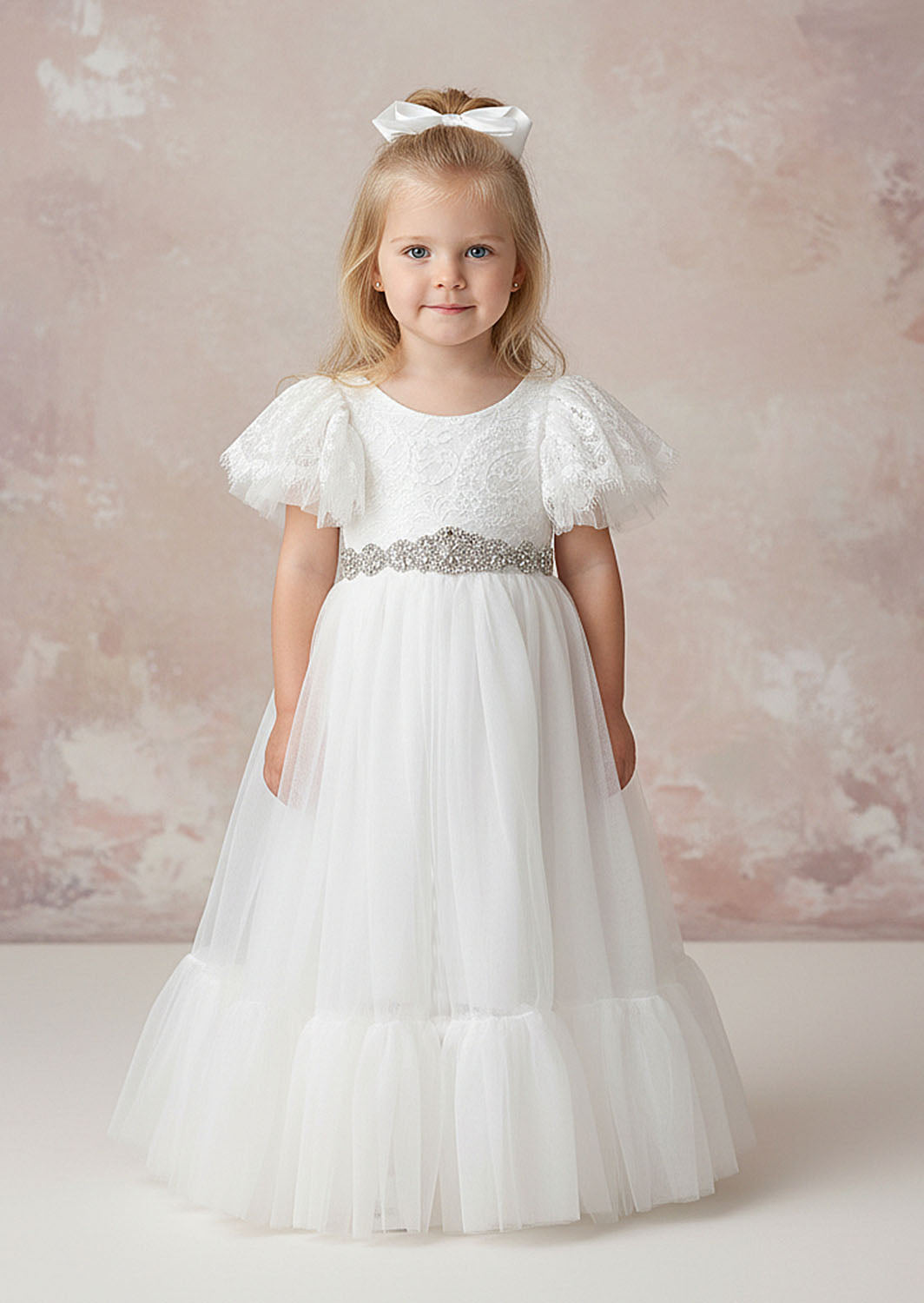 Our elegant white vintage-inspired flower girl dress is designed for elegant weddings and heirloom-styled shoots, for both baby, toddlers, girls & Jr Bridesmaids