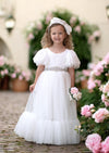 fancy flower girl dresses in white