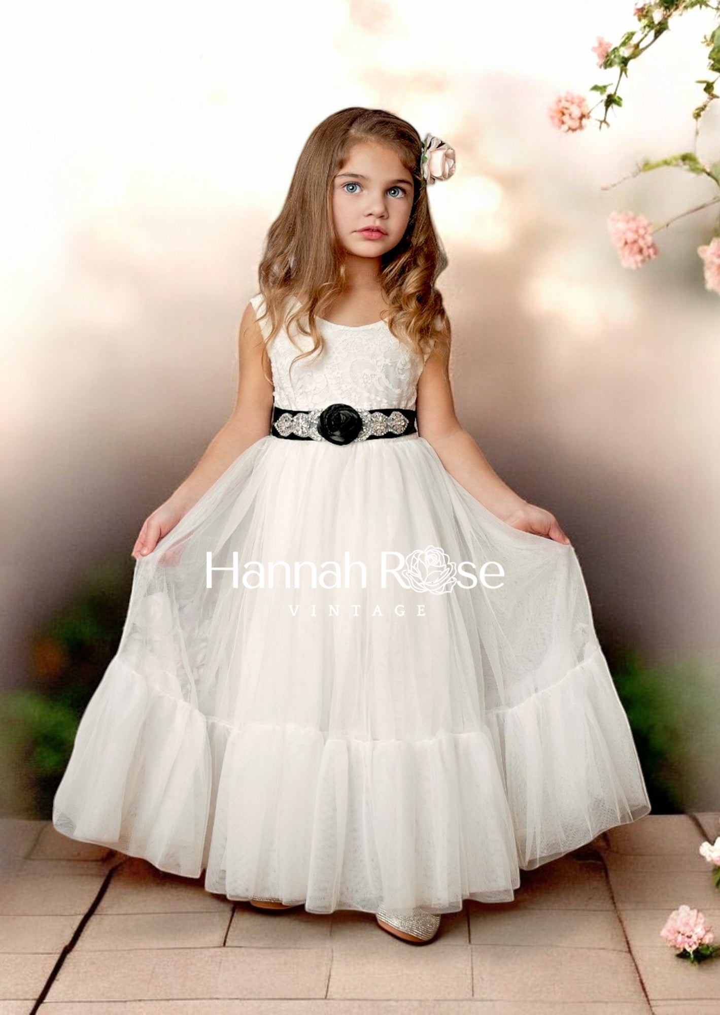 Elegant White Flower Girl Dress