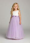 Boho Lace Flower Girl Dress in Lavender  Feathered V‑Back
