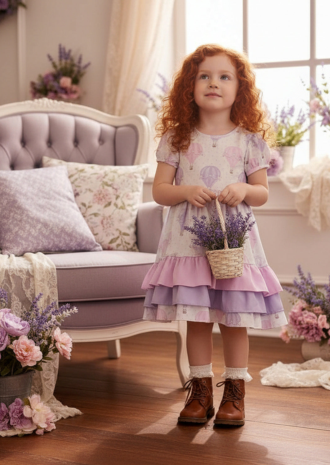 Hot Air Balloons Birthday Dress — Pink Lavender