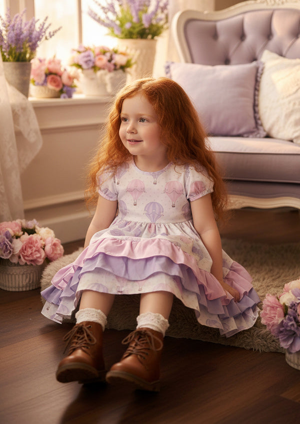 Hot Air Balloons Birthday Dress — Pink Lavender