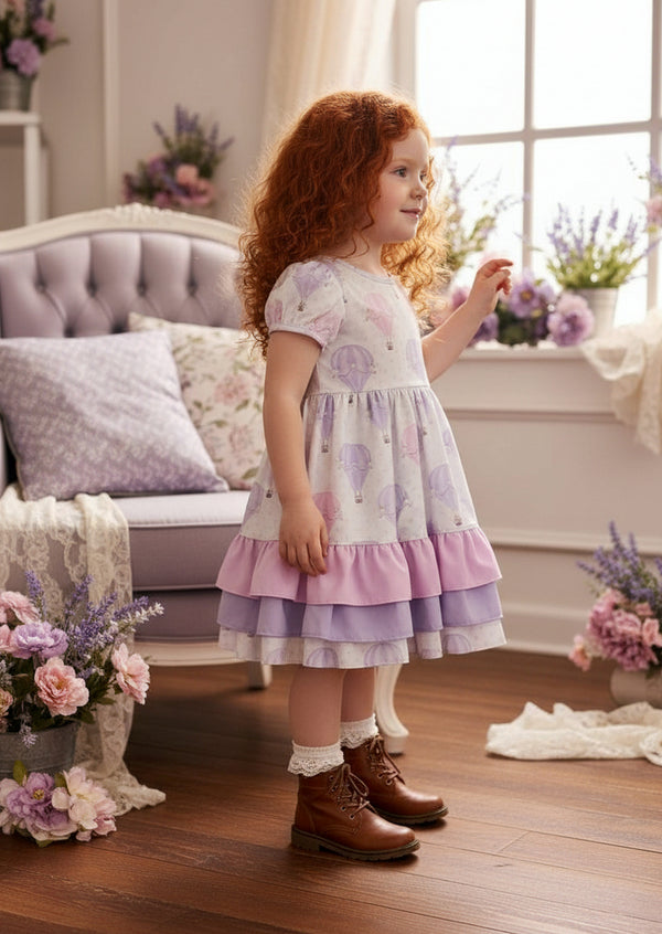 Hot Air Balloons Birthday Dress — Pink Lavender