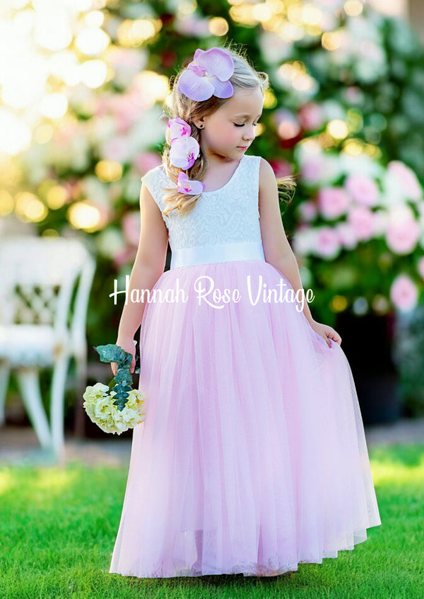 Pink Flower Girl Dress