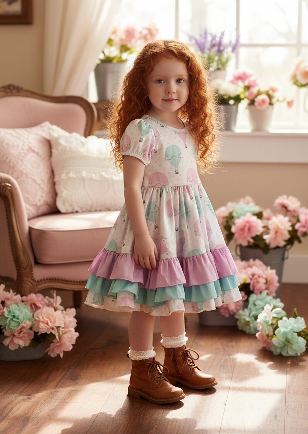 Hot Air Balloons Birthday Dress — Pink Mint