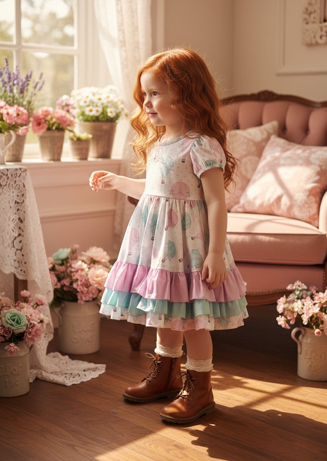Hot Air Balloons Birthday Dress — Pink Mint