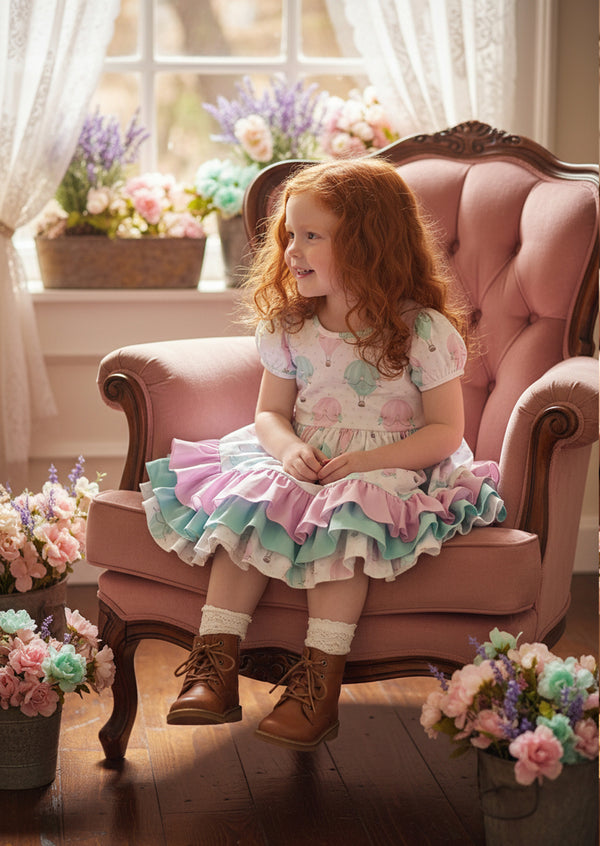 Hot Air Balloons Birthday Dress — Pink Mint