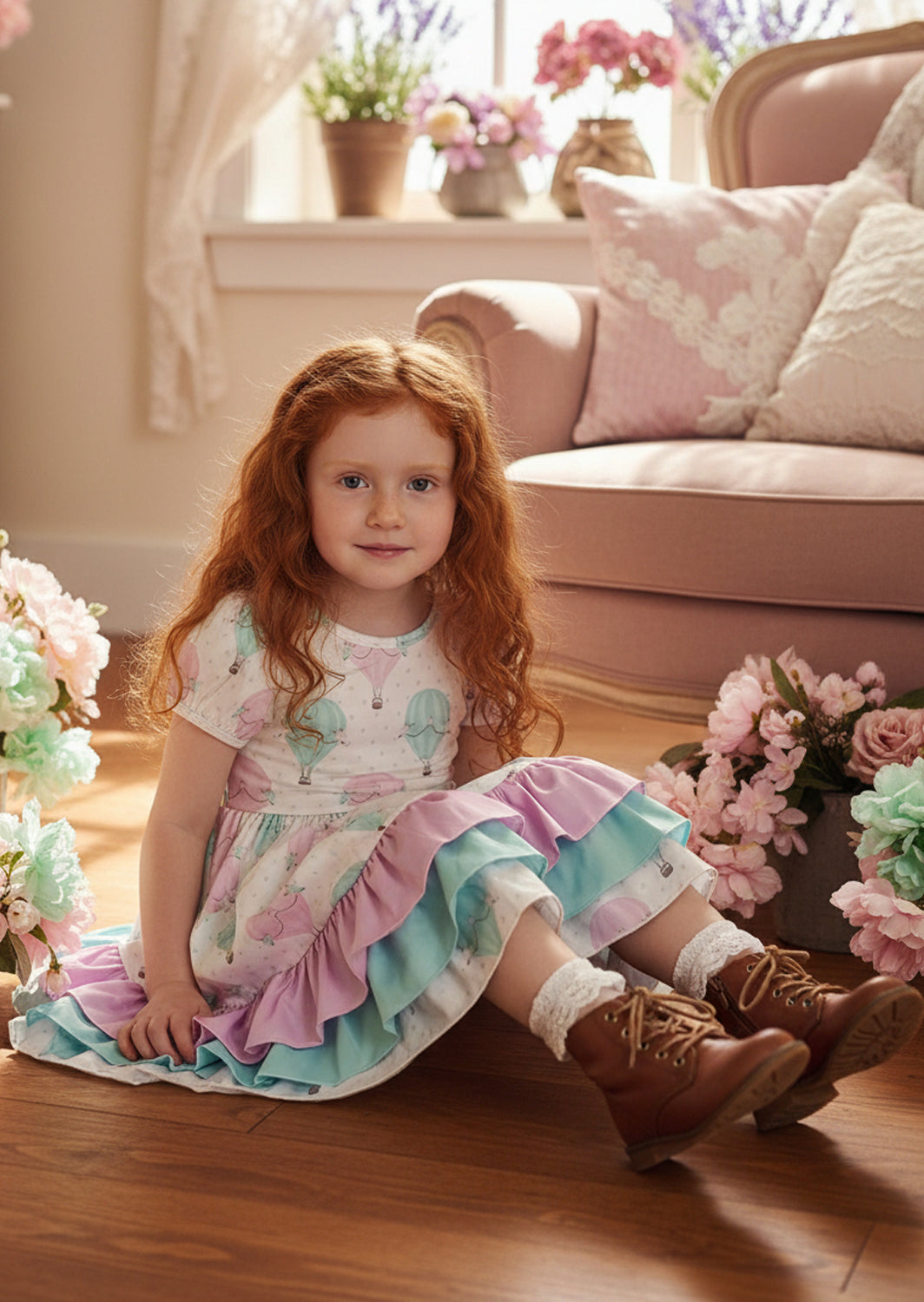 Hot Air Balloons Birthday Dress — Pink Mint