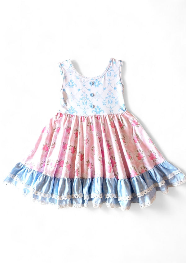 Girls Pink and Blue Shabby Dresses