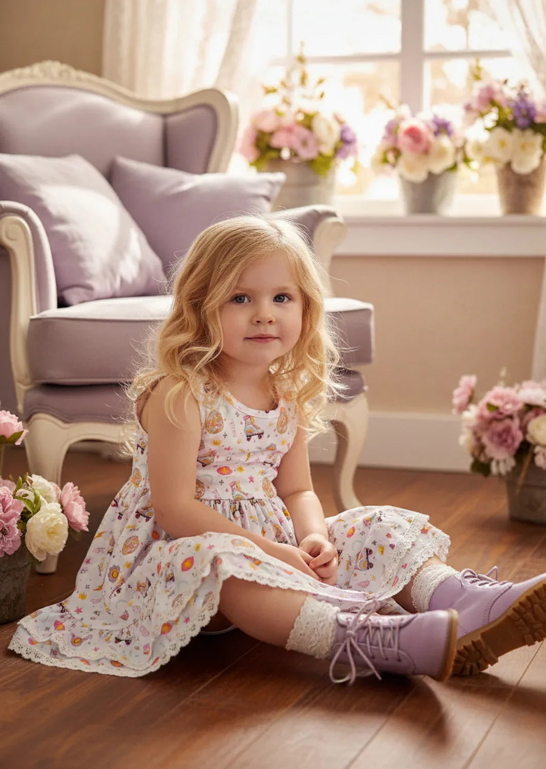 toddler girls boutique twirl dresses - Skater print dresses