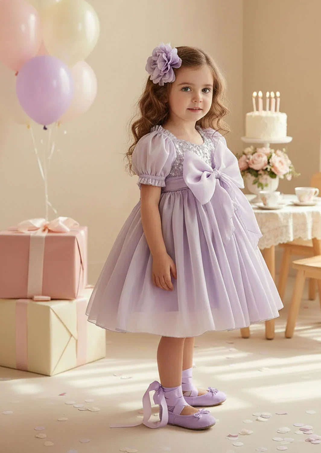 Sugar Plum Sparkle Dress in Lavender Sequin
