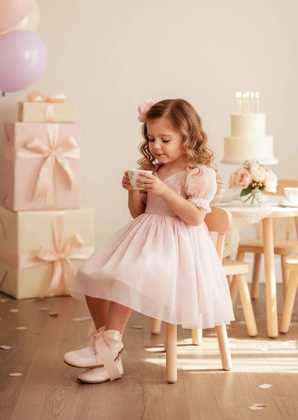 Toddler Sugar Plum Sparkle Birthday Party Dress in Pink Sequin