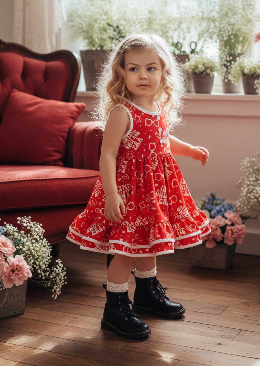 boutique toddler casual dresses in red