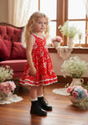 toddler twirl dress for school in red print