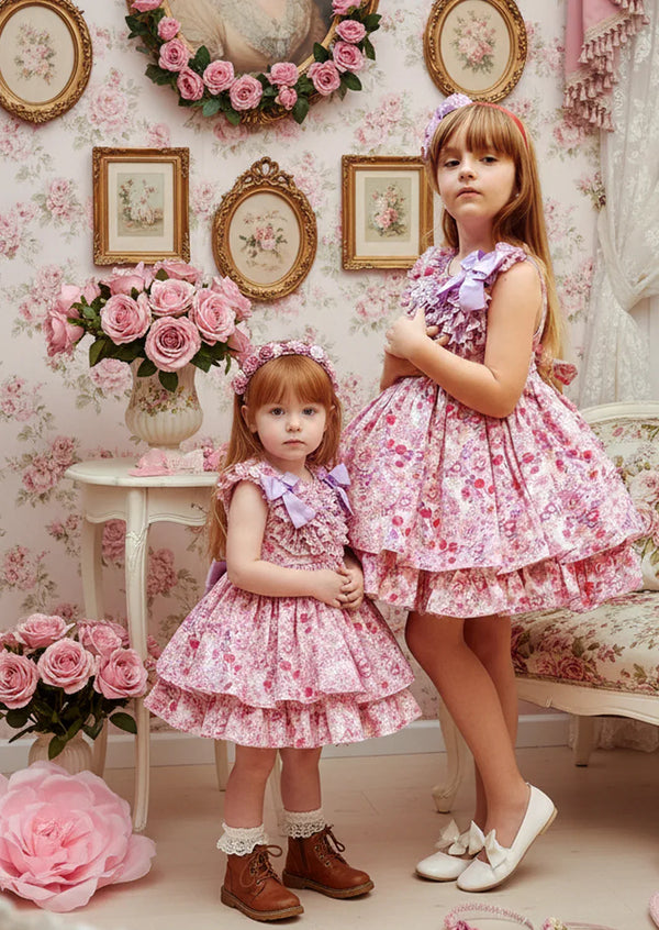 Vintage Florals Ruffled Dress