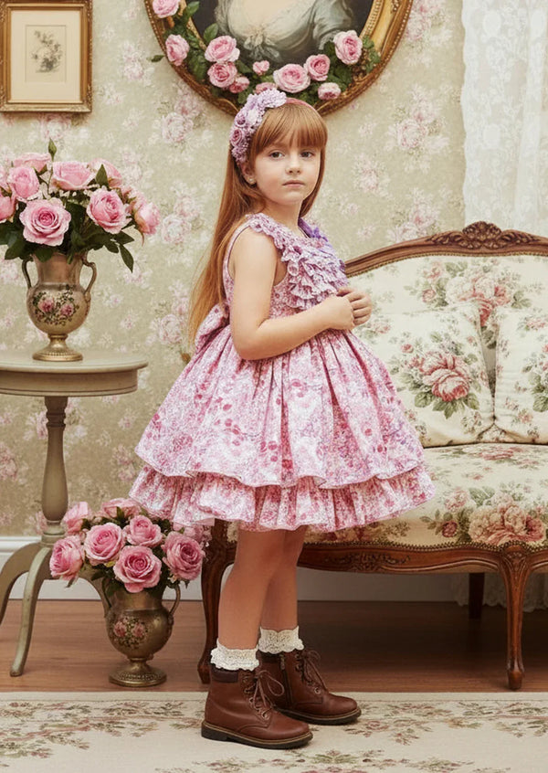 Vintage Florals Ruffled Dress