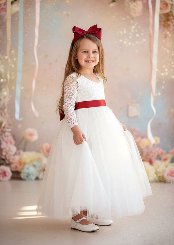 Celine Classic – White Satin Flower Girl Dress