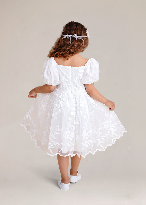white lace flower girl baptism  communion dress